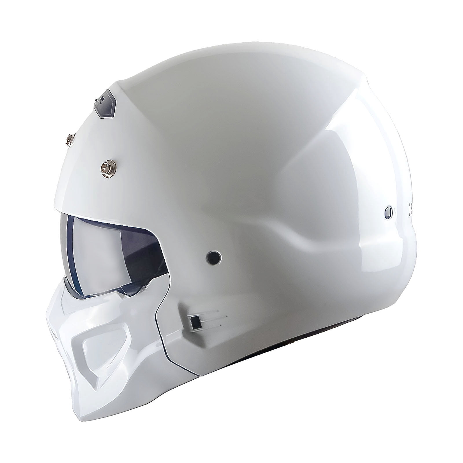 1Storm Motorcycle Full Face Helmet Open Face Helmet with Smoked Shield (Detachable Visor & Face Mask): HKY881S-E Glossy White