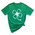 thumbnail image 1 of Pompotops Chandail Décontracté pour Femme à Imprimé de la Saint-Patrick, Manches Courtes, Col Rond, T-shirt, Hauts, 1 of 3