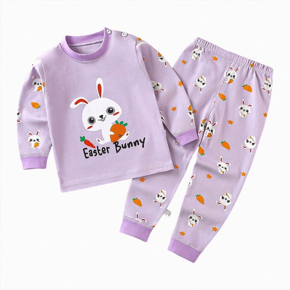 TOWED22 Kids Clothes for Boys Girls 2 Piece Toddler Clothes Cotton Outfit Fall Winter Sleepwear Set 3 6 9 12 18 24 Months 2 3 4 5 6 7 8 9 Years(Purple,12-18 M)