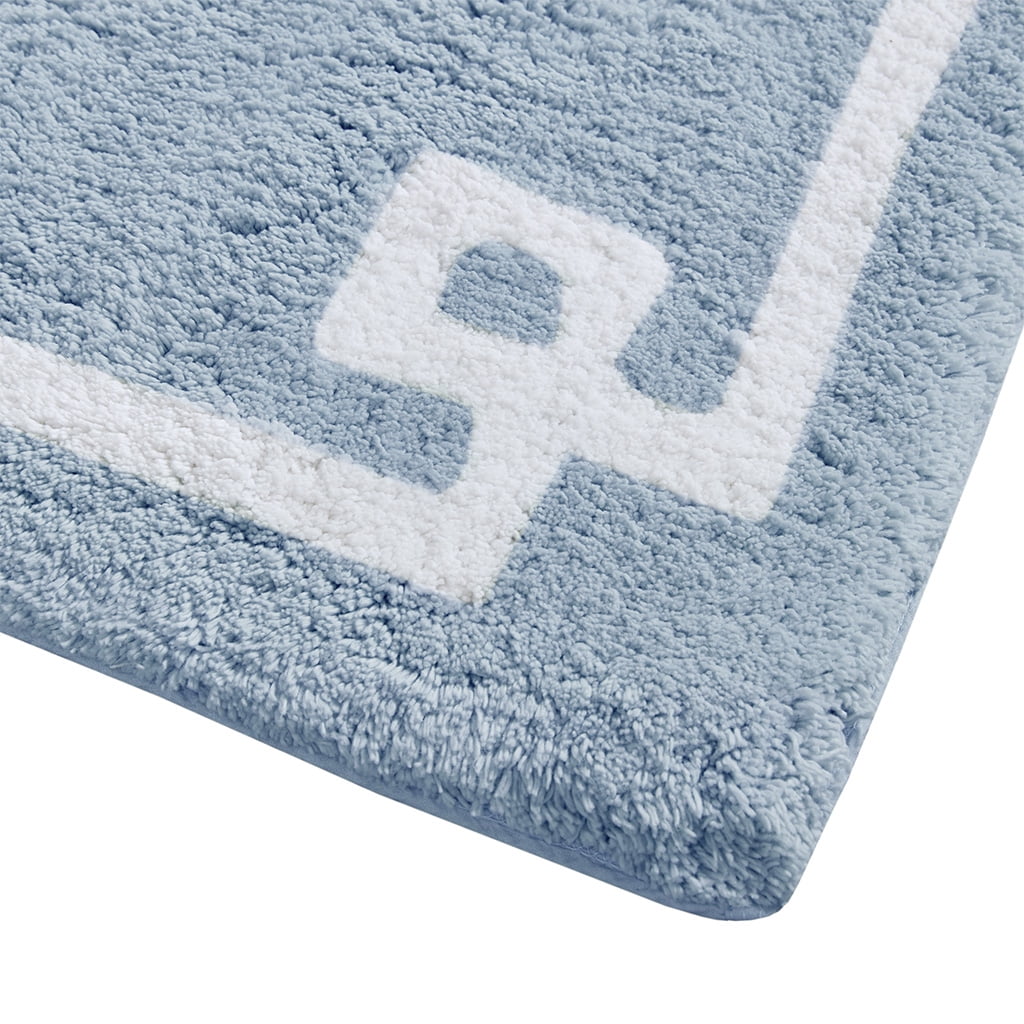 MAYEERTY 100% Medium Pile Cotton Tufted Bath Rug, Blue, 24"W x 40"L