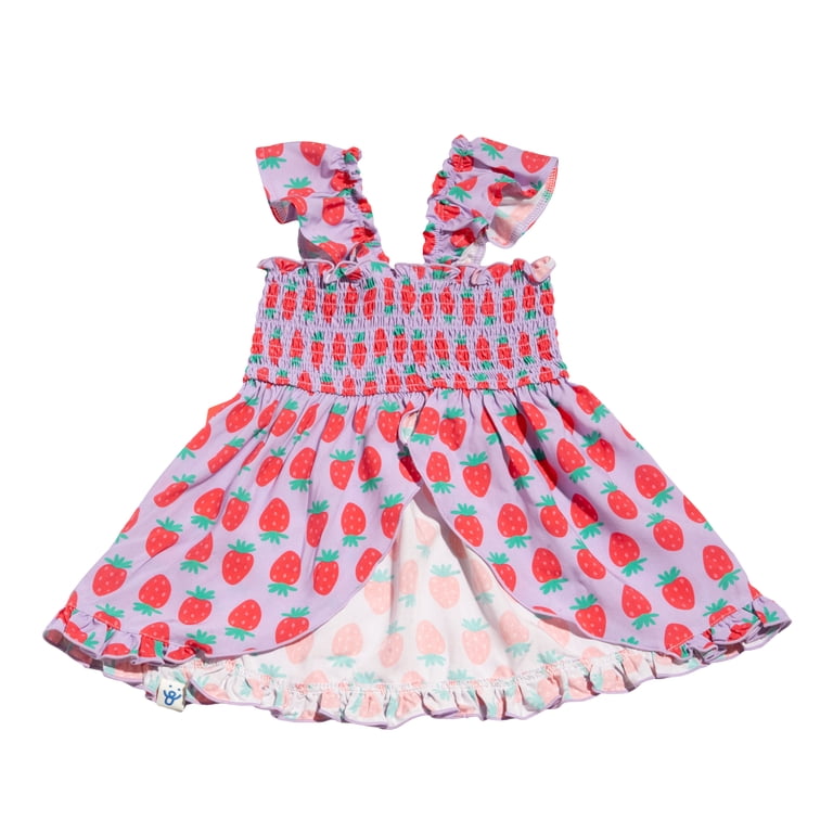 purple strawberry dress Oodles Sweet Citrus Ruffle Dog Dress, Yellow, Small
