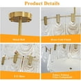thumbnail image 5 of Depuley 12 Light Modern Crystal Chandeliers Glass Chandelier Pendant Light Fixture Gold Semi Flush Mount Ceiling Light Fixtures for Living Room Bedroom Dining, E12 Bulbs Included, 5 of 8