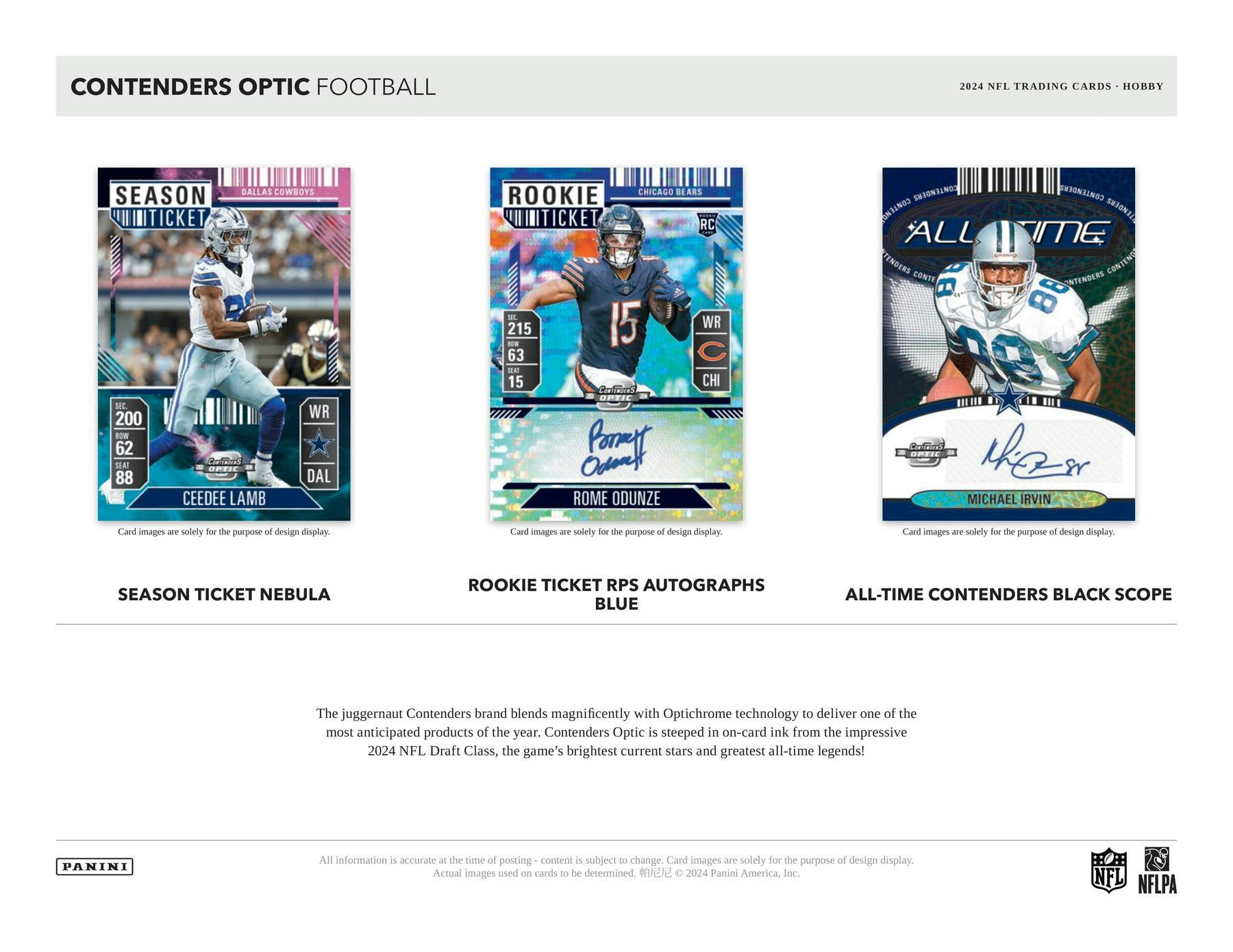NFL 2024 Contenders Optic Football Trading Card HOBBY Box (6 Card)