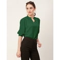 thumbnail image 3 of Moomaya Solid Puff Sleeve Tops, Band Collar, Semi-Formal Tops For Women, 3 of 9