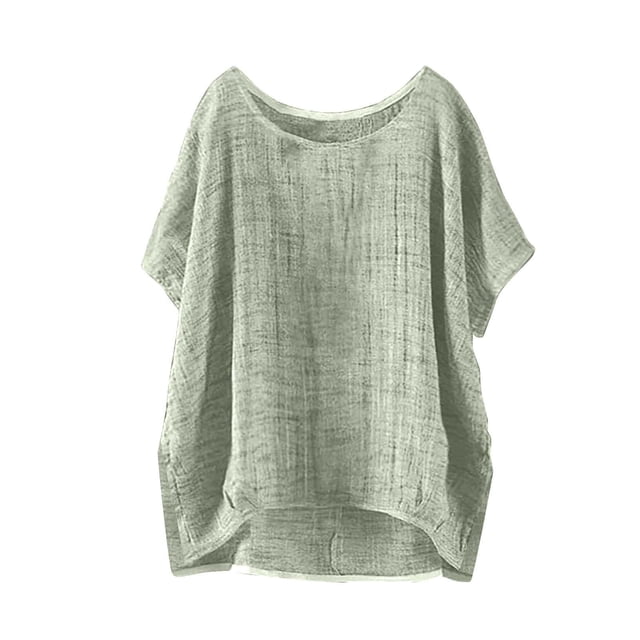 Zpanxa T-Shirt Grande Taille à Fente Latérale Manches Courtes Col Rond Ample Décontracté Été