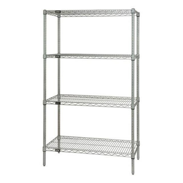 Unité de Rayonnage en Fil d'Acier Inoxydable à 4 Étagères, 14 x 30 x 63 Po.