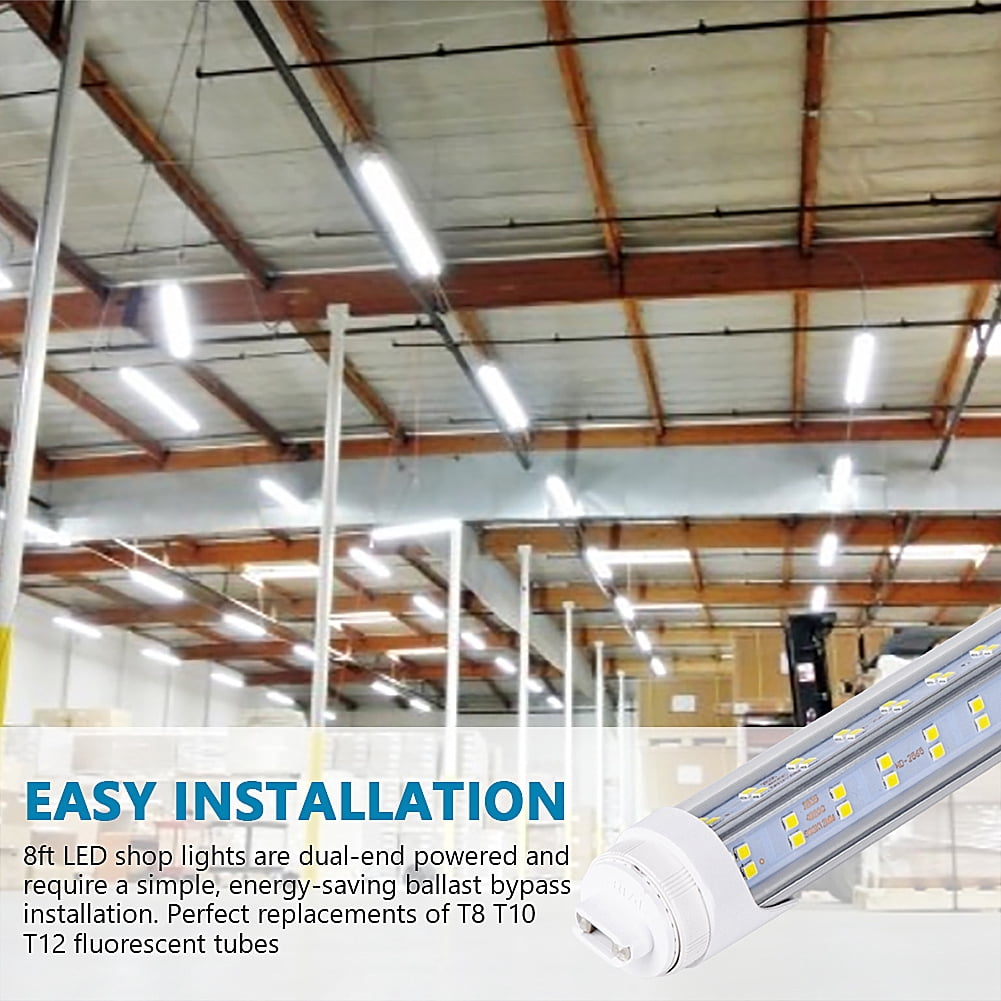 10 PCS-T8 T10 T12 LED Tube Light, 8 foot , 150W Rotate V Shaped, R17D/HO 8FT LED Bulb ,6000K Cold White, 18800LM, Clear Cover, (Replacement for F96T12/CW/HO 250W), Ballast Bypass,Dual-End Powered
