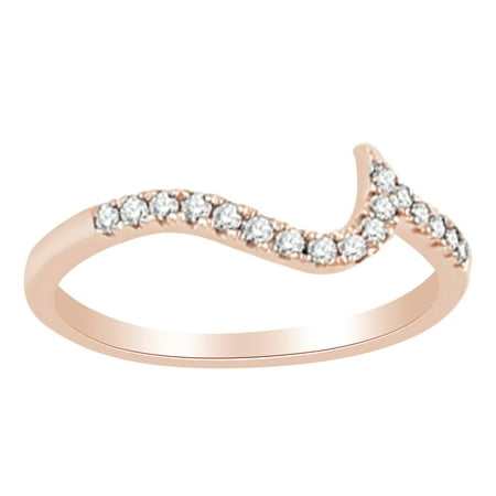White Natural Diamond Bypass Engagement Band Ring In 14K Solid Rose Gold (0.16