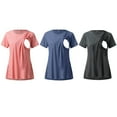 thumbnail image 3 of Womens Maternity Short Sleeve Side Button Crew Neck Solid Color Nursing Tops T Shirt For Breastfeeding 3 Pack, 3 of 4