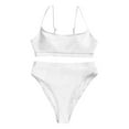 thumbnail image 4 of ERkkoi Cheeky Bikini Sets for Women Scoop Neck Swimsuit Textured Two Piece Bathing Suit White M, 4 of 5