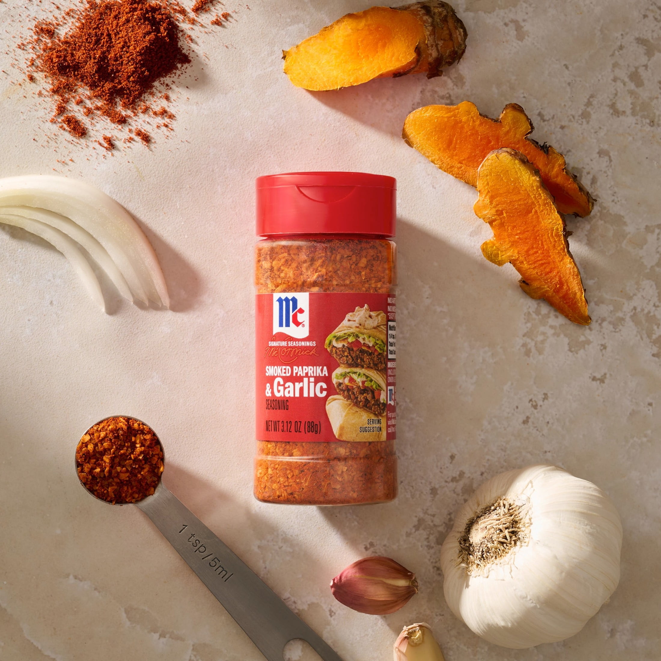 (6 pack) McCormick Smoked Paprika and Garlic Seasoning, 3.12 oz Bottle