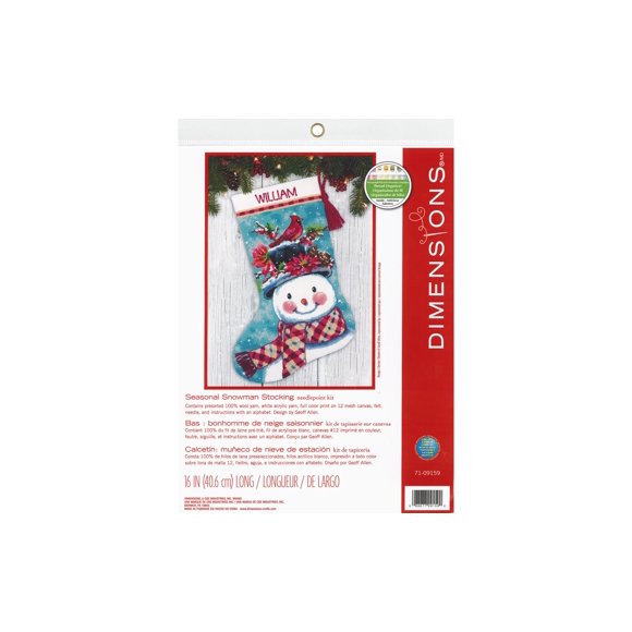 Dimensions Stocking Needlepoint Kit 16" Long-Seasonal Snowman Stitched In Wool - 71-09159