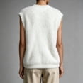 thumbnail image 3 of Womens Solid Fuzzy Knit Vest V Neck Button Front Sleeveless Cardigan Loose Fit Knitted Waistcoat Casual Layering Sweater Vest White S, 3 of 4