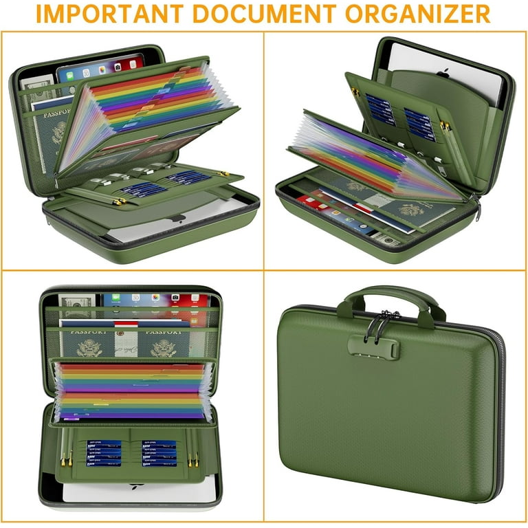 Fireproof File Organizer with Lock, Hard-Shell Case Fireproof