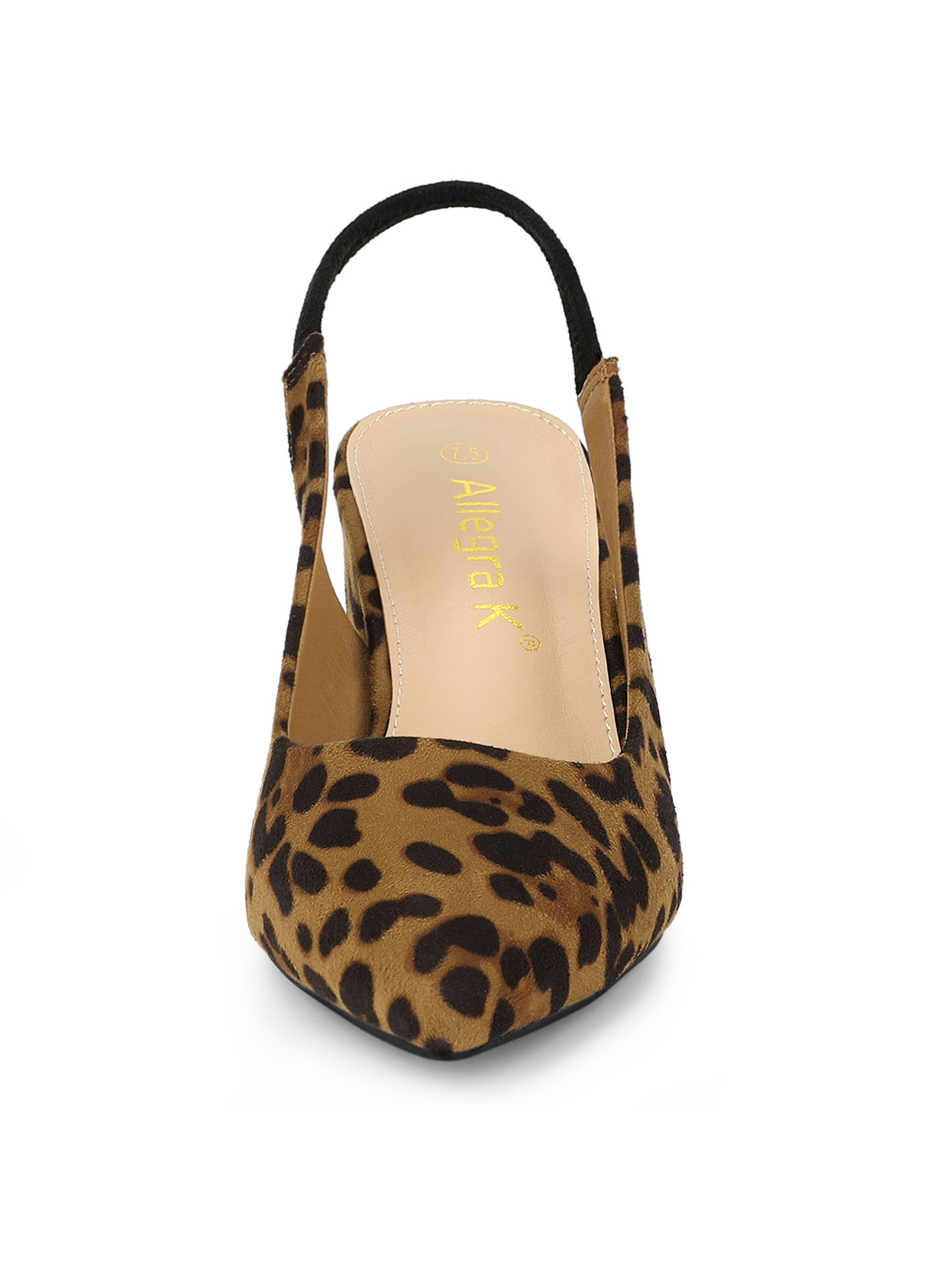 DARING DIVA Women's Pointed Toe Chunky Heel Pumps Slingback Heel Leopard 7
