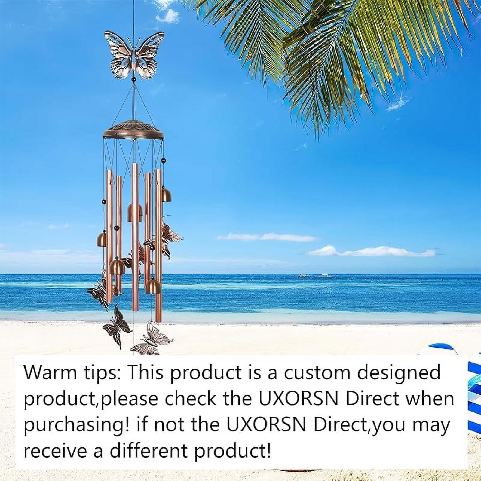 Butterfly Wind Chimes for Outside Clearance,26" Unique Garden Wind Chimes with 4 Aluminum Tubes for Grandma Mom Gifts Porch Window Balcony Hanging Decor