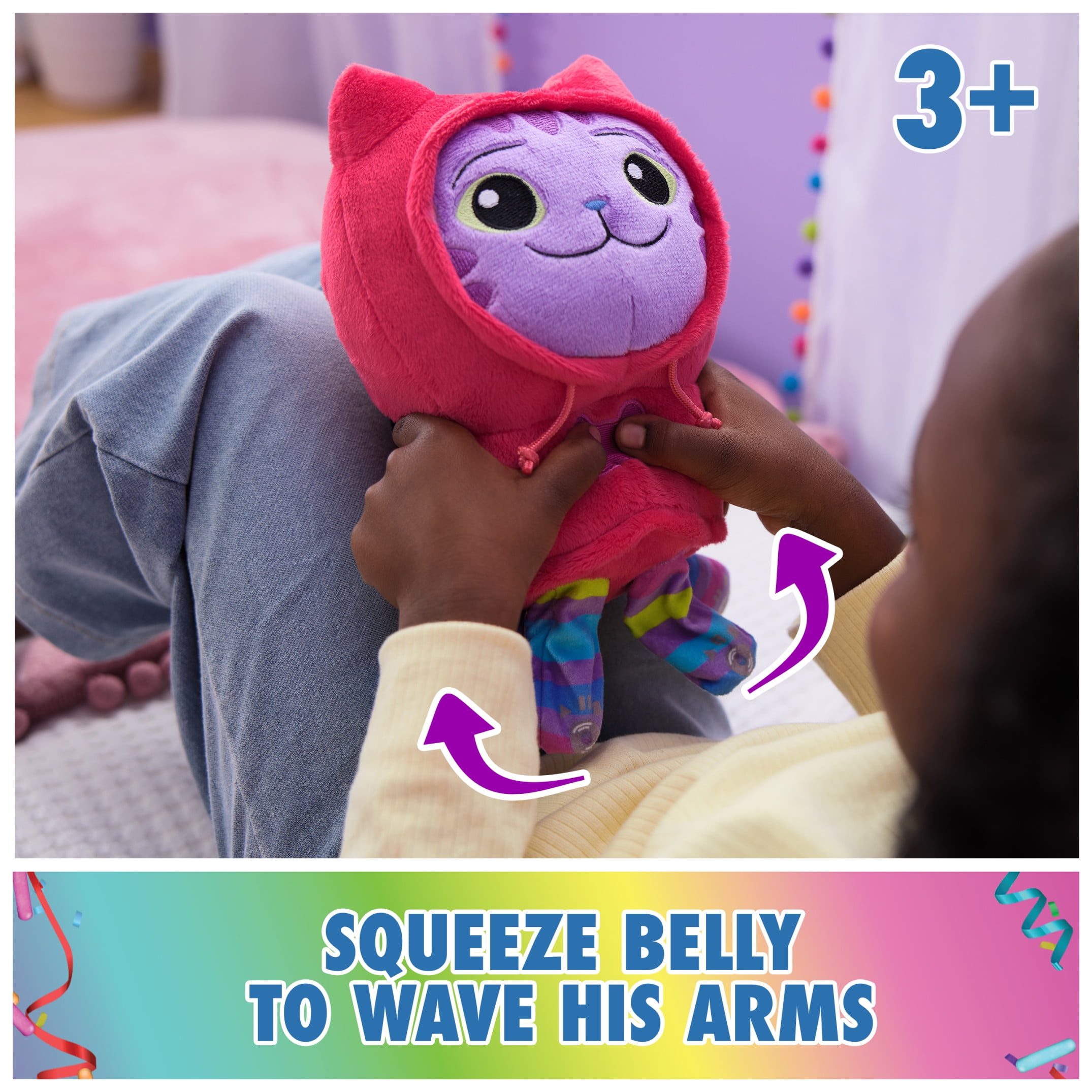Gabby’s Dollhouse, Move & Groove DJ Catnip, 10-Inch Plush Toy with Moving Arms, for Kids 3+