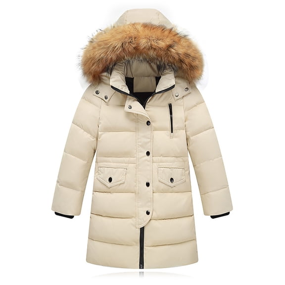Huowey Baby Kids Girls Winter Plush Hooded Parka Down Coat Puffer Jacket Padded Overcoat Stylish Dailywear, 2-3 Years