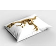 thumbnail image 2 of Ambesonne Dinosaur Pillow Sham 2 Pack, Fossil Dino Skeleton, 30"x20", Pale Brown White, 2 of 3
