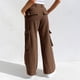thumbnail image 3 of Gibobby Pantalones tipo cargo mujer Pantalones casuales de jeans de trabajo con múltiples bolsillos de color sólido para mujer(Café,XL), 3 of 5
