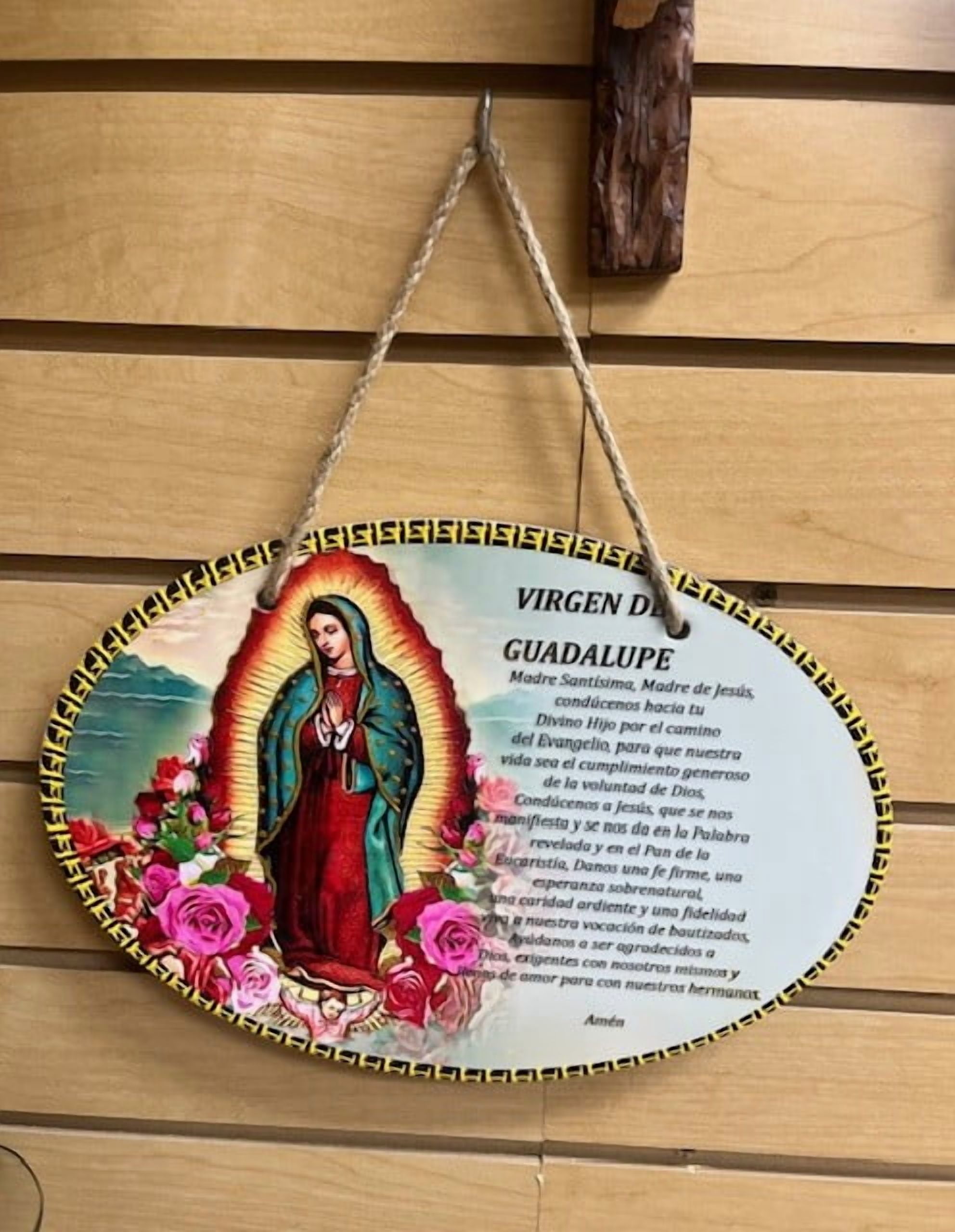 Our Lady of Guadalupe Wall Hanging Plaque – 8"x11.5" Ceramic | Oración a la Virgen de Guadalupe in Spanish | Catholic Religious Decor for Home, Altar, or Church | Spanish Prayer Art