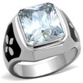 thumbnail image 1 of Men High Polished Stainless Steel Ring with AAA Grade CZ in Clear - Size 8, 1 of 1