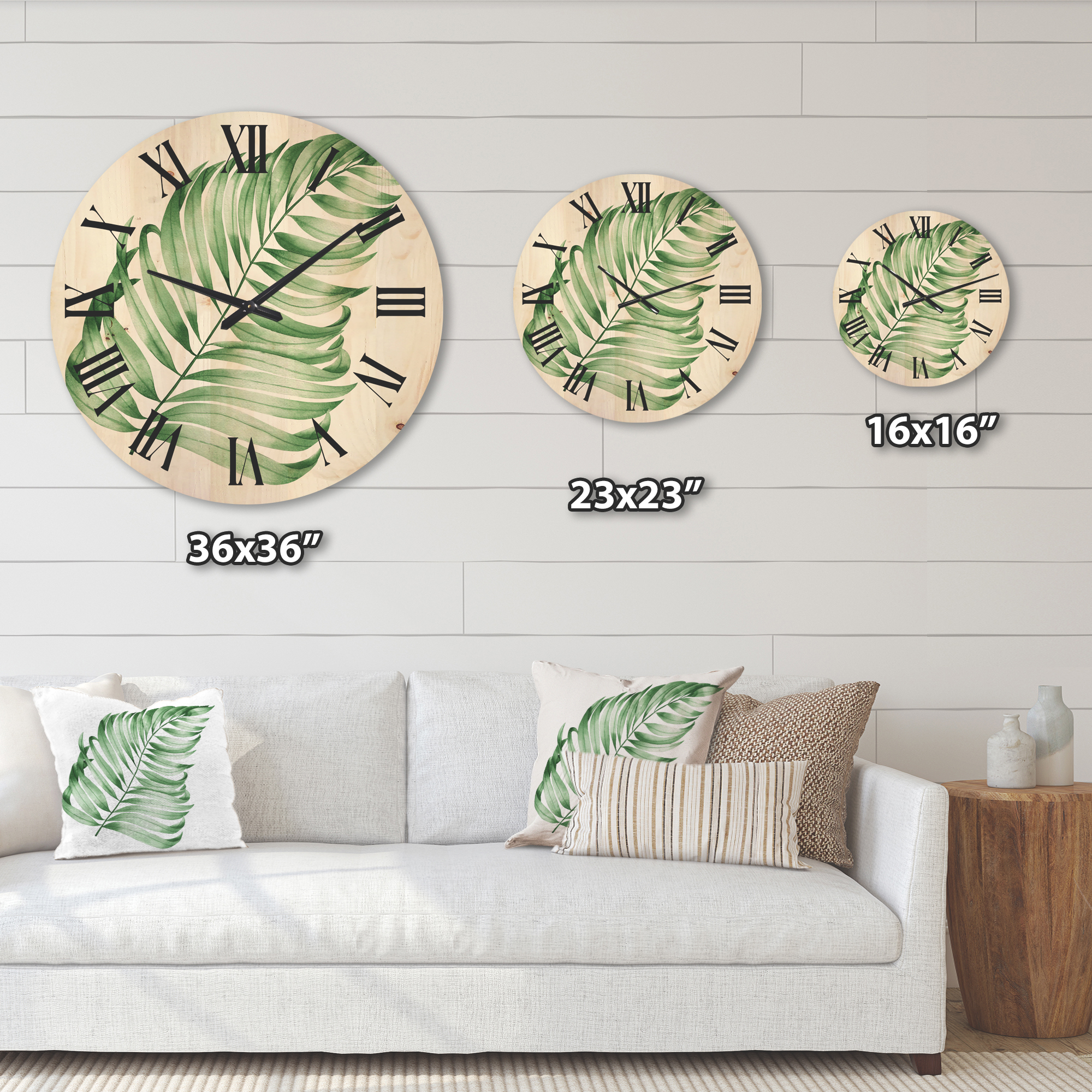 Designart 'Close Up Of Tropical Leaf Of Monstera II' Farmhouse Wood Wall Clock
