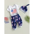 thumbnail image 4 of Sunloudy USA Flag Print Romper Jogger Hat Outfit Set (Newborn Infant), 4 of 10