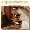 thumbnail image 5 of Tribesigns 3-Drawer Rattan End Table, Solid Wood Sofa Side Table with Vintage Embossed Handles, 5 of 5