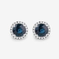 thumbnail image 2 of Rag Jewels 925 Sterling Silver 1.38Ct Round Cut Sapphire & Diamond Cluster Push Back Ladies Stud Earring's 14K White Gold Plated For Women's, 2 of 3