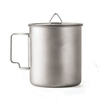 

Titanium Cup Portable Titanium Cup Camping Pot with Foldable Handle for Outdoor Camping Hiking Backpack（1pcs-silver）