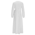 thumbnail image 6 of Idoravan Women's Dresses Womens Plus Size Fashion Women Solid Color Long Sleeve Casual V-NeckTank Dress Dress White S, 6 of 8