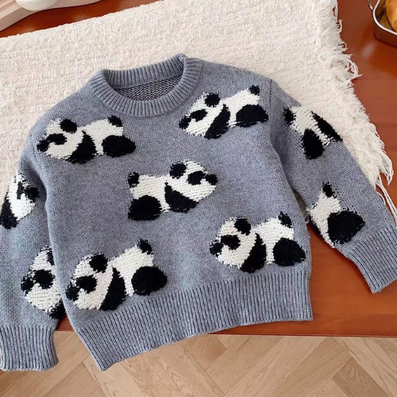 Godderr Infant Baby Girl Boy Panda Sweater Newborn Warm Autumn Pullover Knitwear Jumper Cute Knit Sweater Skin-Frinedly Bottoming Tops for 0-24M