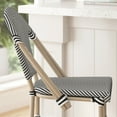 thumbnail image 3 of Merrick Lane Set of Two Stacking Bistro Style Bar Stools with Black and White Textilene Seats and Light Bamboo Metal Frames for Indoor/Outdoor Use, 3 of 12