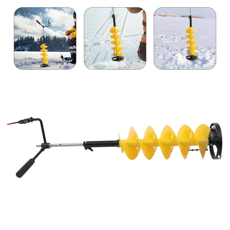 Loyalheartdy Cordless Nylon Ice Drill Auger, 8 inch Ice Auger Bit w/14 inch Adjustable Extension Rod+Spare Blades for Ice Fishing, Size: 14 Extension