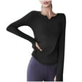 thumbnail image 1 of Timegard Yoga Tops for Women Long Sleeve V-Neck Ruched Tee Trackshirts Athletic Workout Running Tops, 1 of 4
