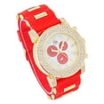 thumbnail image 2 of Classic Bullet Rubber Blinged Out Hip Hop Watch w/a Touch of Casual Sporty Colorful Faux Chrono 3 Eyes - Playful MF Iced Out Watch on The House Dance Floor - ST10248 Red/Wht-Red Eyes, 2 of 5