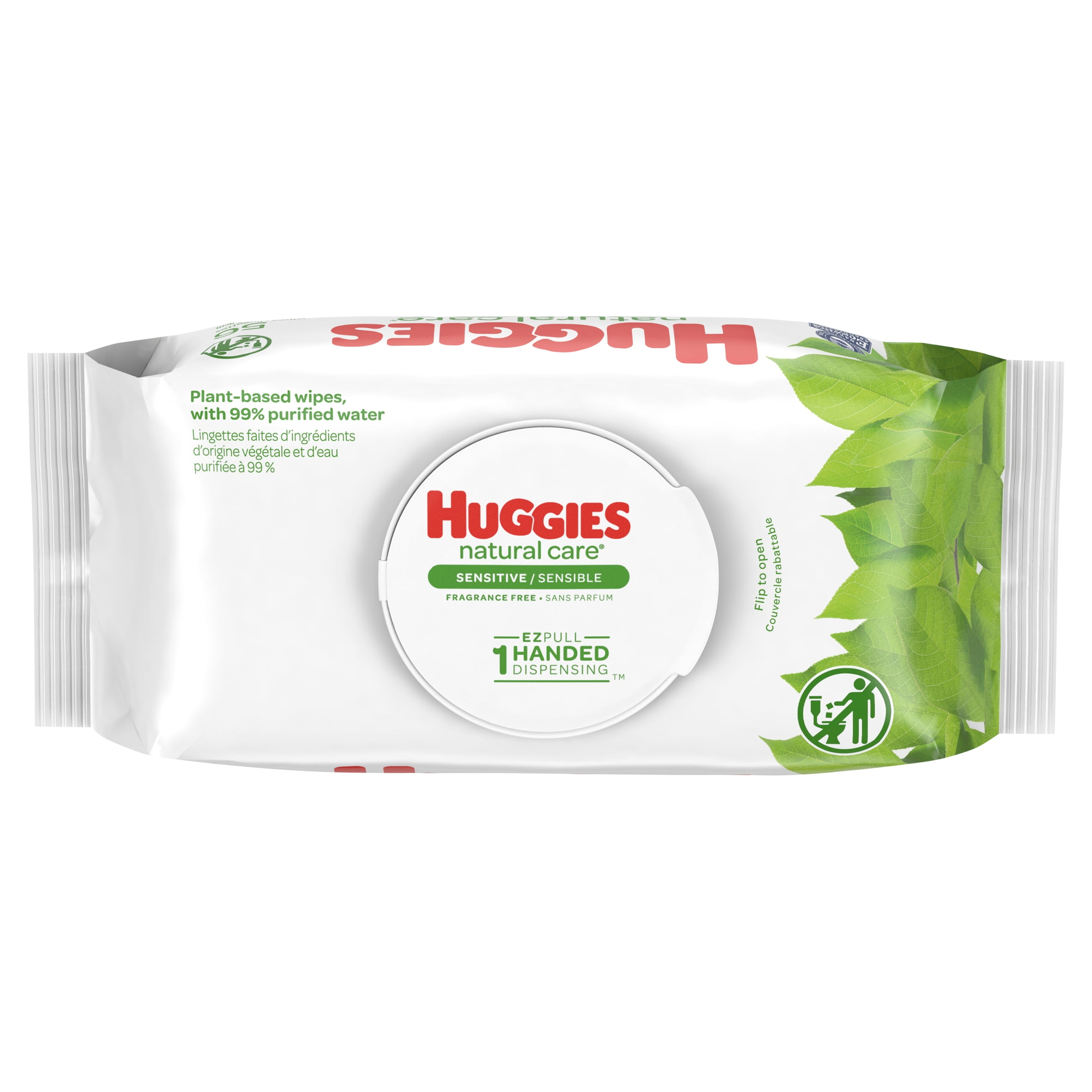 Huggies Natural Care Sensitive Baby Wipes, Unscented, 1 FlipTop Pack
