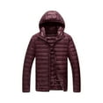thumbnail image 2 of Men's Winter Large Size Cotton-padded Jacket with Hooded Slim Fit Lightweight Design for Cold Weather Outings, Daily Casual Wear, and Holiday Season Activities,Wine,2XL, 2 of 9