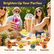 Fit Meal Prep 16oz Cold Coffee Clear Plastic Boba Cups with Dome Lids,100 Pack Disposable Dome Lid Cups for Iced Coffee,Smoothies,Parfaits & Desserts