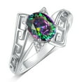 thumbnail image 3 of RYLOS Rings for Women 14K White Gold Greek Key Designer Ring 9X7MM Gemstone & Diamond Ring June Alexandrite Jewelry  Size 10, 3 of 7