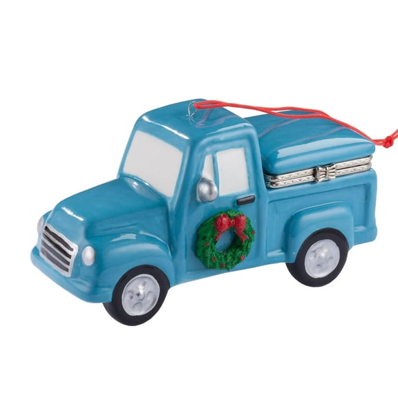 Vintage Truck with Tree Trinket Box– Surprise Ornament Box fill to gift money, jewelry, engagement ring