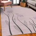 thumbnail image 3 of Flower Decorative Rug, Floral Petals with Striped Leaves and Lines Modern Style Geometrical Design Print, Quality Carpet for Bedroom Dorm and Living Room, 6 Sizes, Pale Lilac, by Ambesonne, 3 of 4