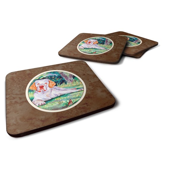 Carolines Treasures 7113FC Clumber Spaniel Foam Coaster Set of 4 3 1/2 x 3 1/2 multicolor