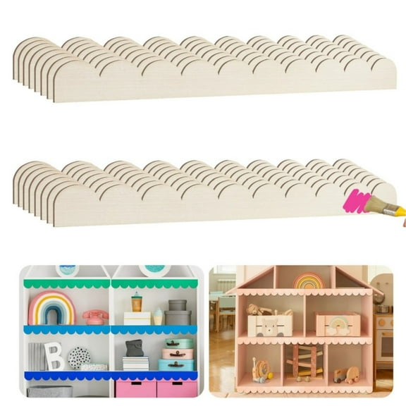 DIY Moulding Trims,Unfinished Wooden Scalloped Moulding,QZS Durable Unfinished Scalloped Wood Trim for Indoor and Outdoor(18 Pack,1.6x15.8In)