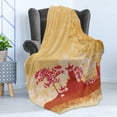 thumbnail image 4 of East Soft Flannel Fleece Throw Blanket, Building in Floral Environment with Other Elements, Cozy Plush for Indoor and Outdoor Use, 70" x 90", Persian Orange and Pink, by Ambesonne, 4 of 5