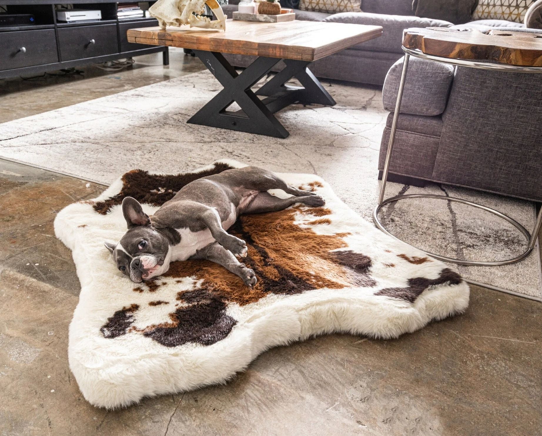 PupRug by Paw.com Animal Print Memory Foam Dog Bed - Brown Faux Cowhide