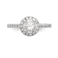 thumbnail image 4 of Solid 14K White Gold Round Diamond Side-Stones with CZ Cubic Zirconia Center Stone Halo Engagement Ring Size 6.5, 4 of 8