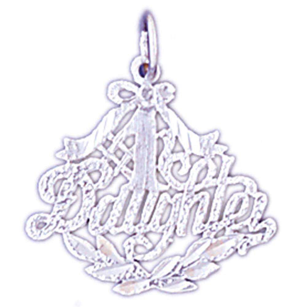 Jewels Obsession #1 Daughter Charm Pendant 23 mm 14K Yellow Gold #1 Daughter Pendant