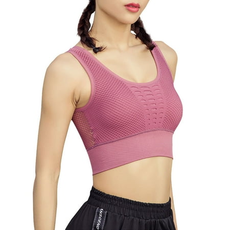 

Women Running Seamless Sports Bra Padded Fitness Workout Vest Yoga Hollow Out Tops